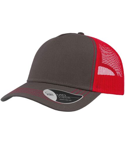 Rapper canvas 5 panel trucker cap dark grey/red Atlantis