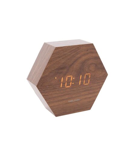 Horloge réveil en bois Square - H. 11 cm - Marron