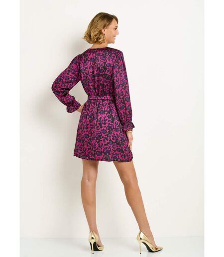 Robe courte satinée imprimé fleuri