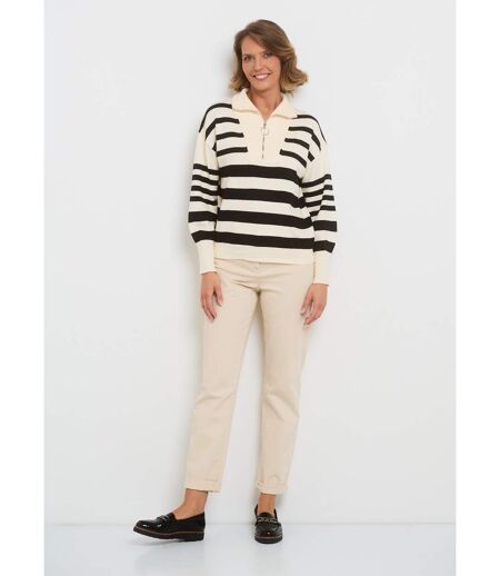 Pull col montant zippé à rayures