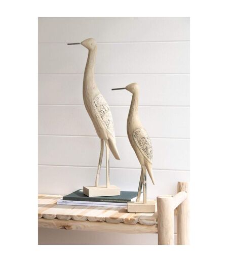 Statue Déco Oiseau en Bois Denny 62cm Naturel