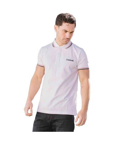 Mens Ss25 Twin Tip Polo Shirt White Red Navy Lambretta