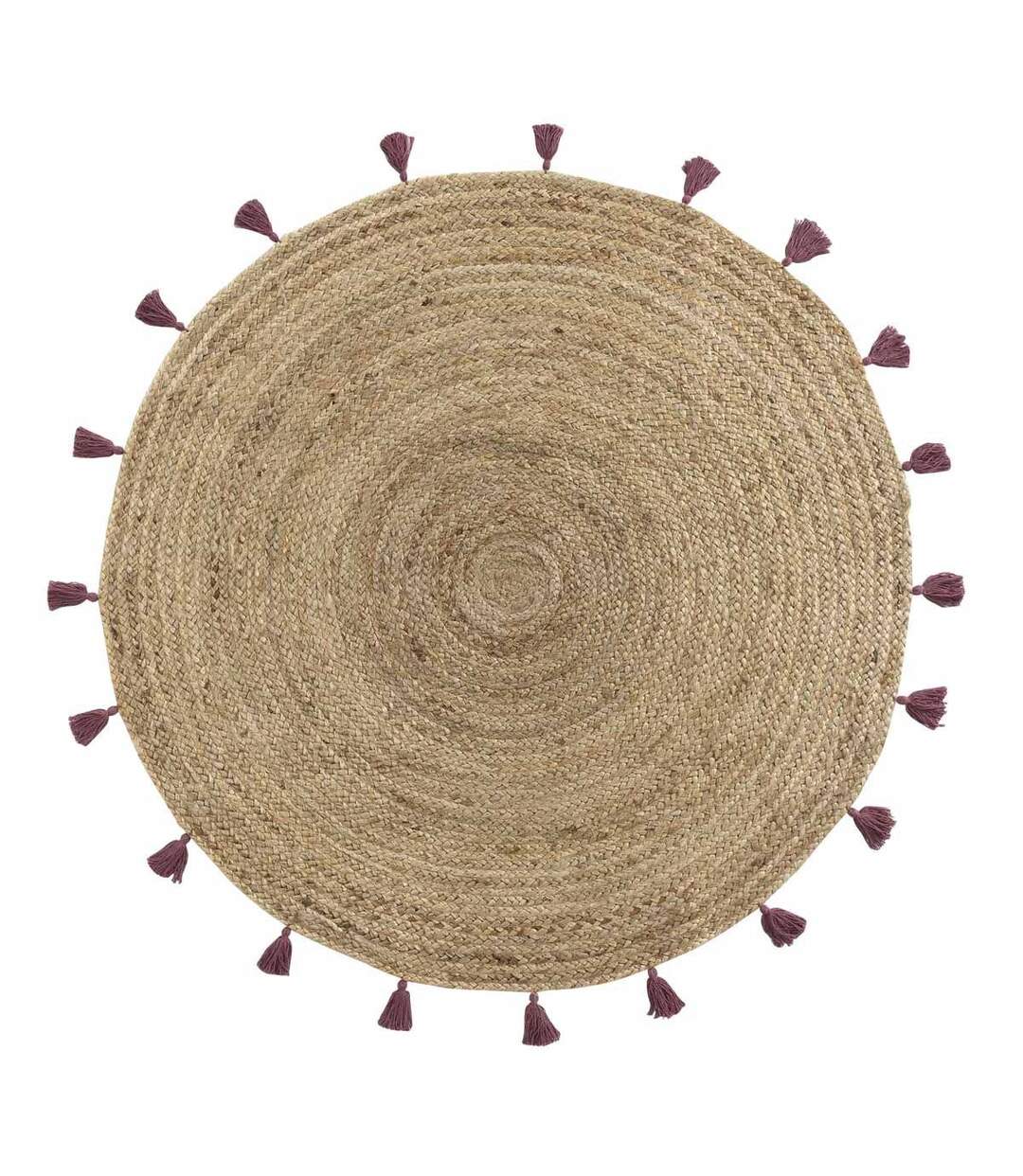 Tapis Déco Rond en Jute Shira 120cm Bordeaux-1