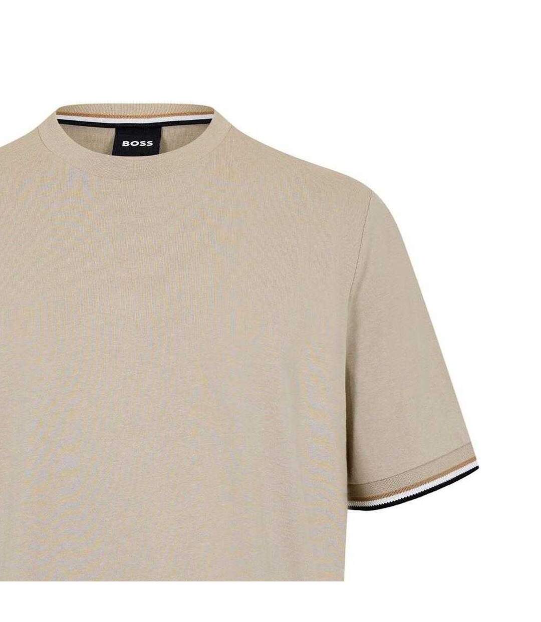Mens Hbb Thompson 04 Premium Cotton Regular T-shirt Beige Boss-3