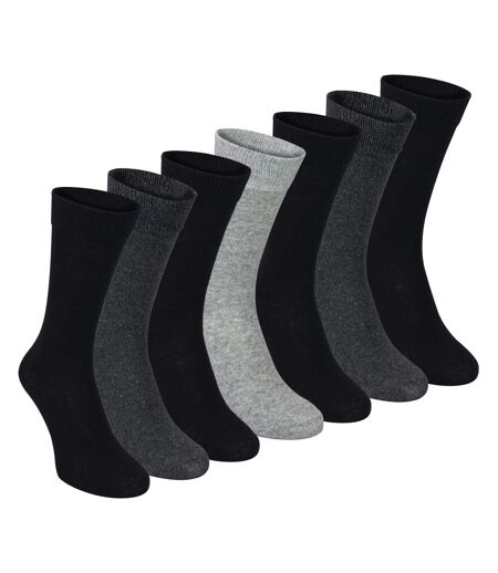 7 Pack Mens Classic Suit Socks - Soft Breathable Plain Dress Socks