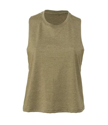 Bella + Canvas Womens/Ladies Racerback Cropped Tank Top (Heather Olive)