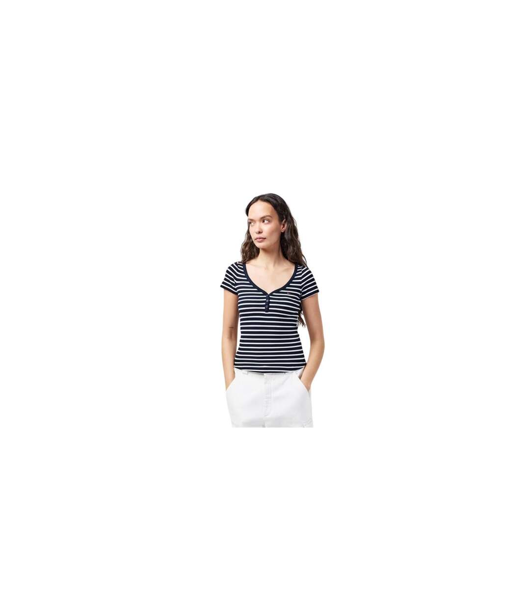 T-shirt Motif/style À Rayures Femme Bleu Marine Blanc Tommy Jeans-1