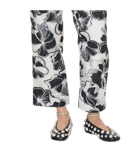 Pantalon Officiel Motif/style Floral Femme Blanc Noir Stine Goya