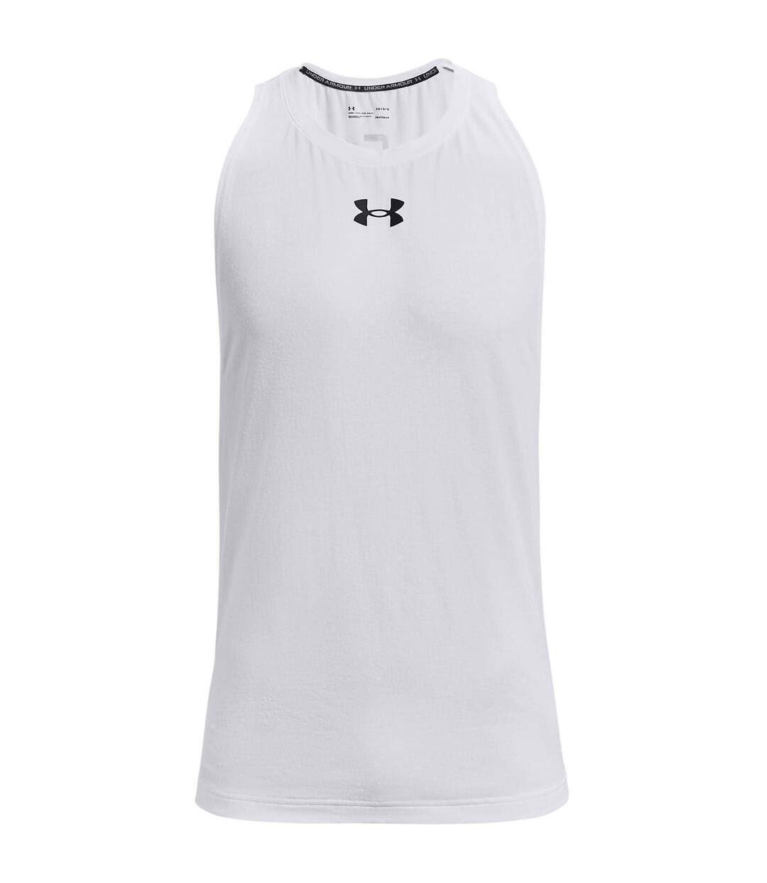 Mens Baseline Tank Top White Black Under Armour-2
