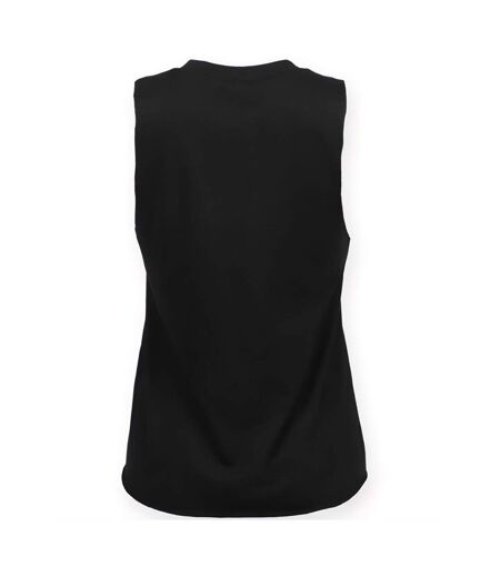 Womens/ladies high-neck tank top black Skinni Fit