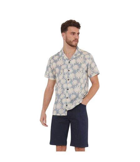 Chemise Manches Courtes Motif/style Floral Homme Vieux Bleu Threadbare