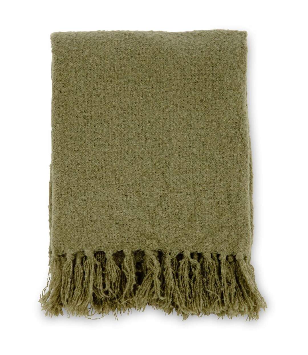 Jeté de canapé en polyester avec pampilles Stanly 170 x 130 cm Vert-1
