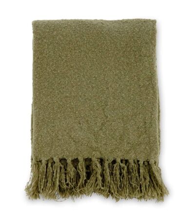 Jeté de canapé en polyester avec pampilles Stanly 170 x 130 cm Vert