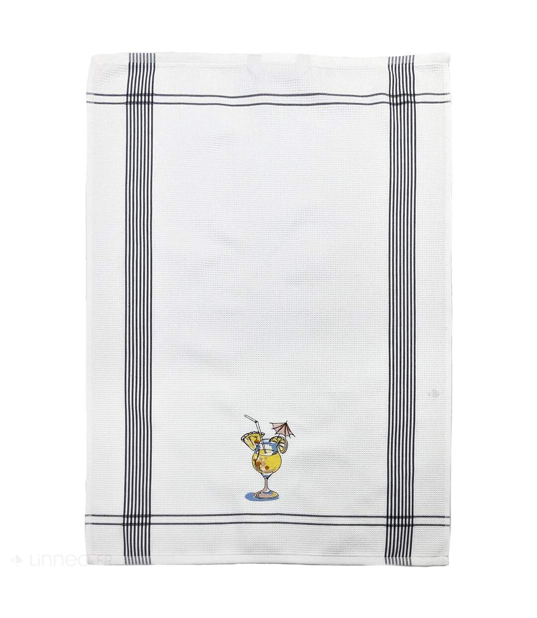 Torchon nid d'abeille WAFFLE brodé Cocktail-5