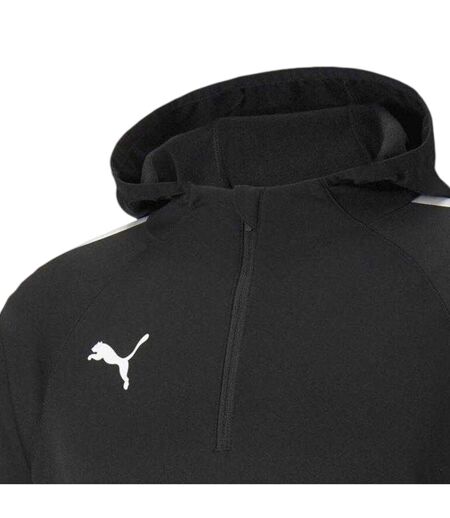 Mens Teamliga Quarter Zip Training Hoodie Black White Puma