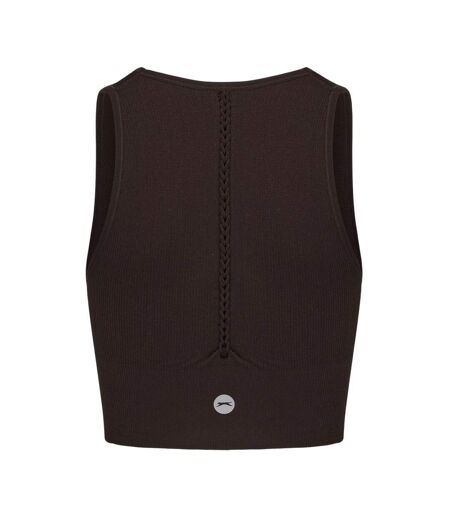 Pack Of 2  Womens/ladies V Neck Slim Crop Top  Chocolate Sugar Swizzle Slazenger