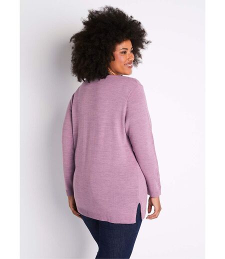 Pull-tunique chiné ajouré col rond