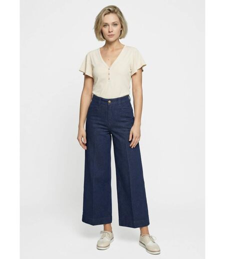 T-shirt col V jersey cotelé, Essentiel