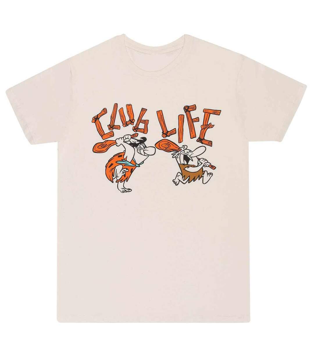 T-shirt club life adulte beige pâle The Flintstones-1