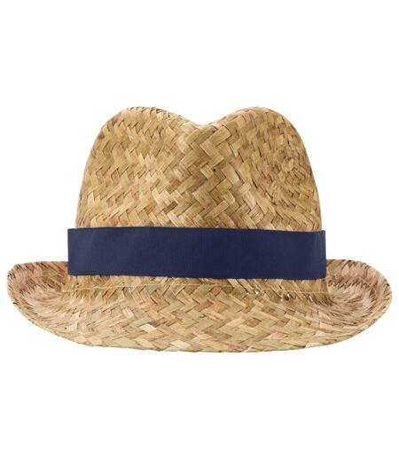 Unisex Adult Pricus Straw Sun Hat Natural Navy Floso