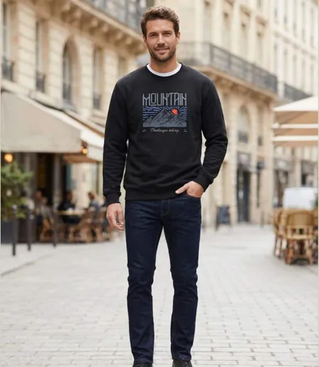 CHALLENGER PARK2 — Sweat imprimé noir : l'alliance parfaite du style et du confort