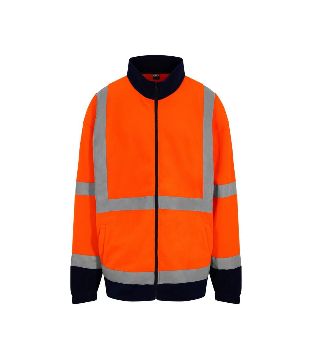 High visibility mens full-zip fleece orange/navy PRO RTX-1