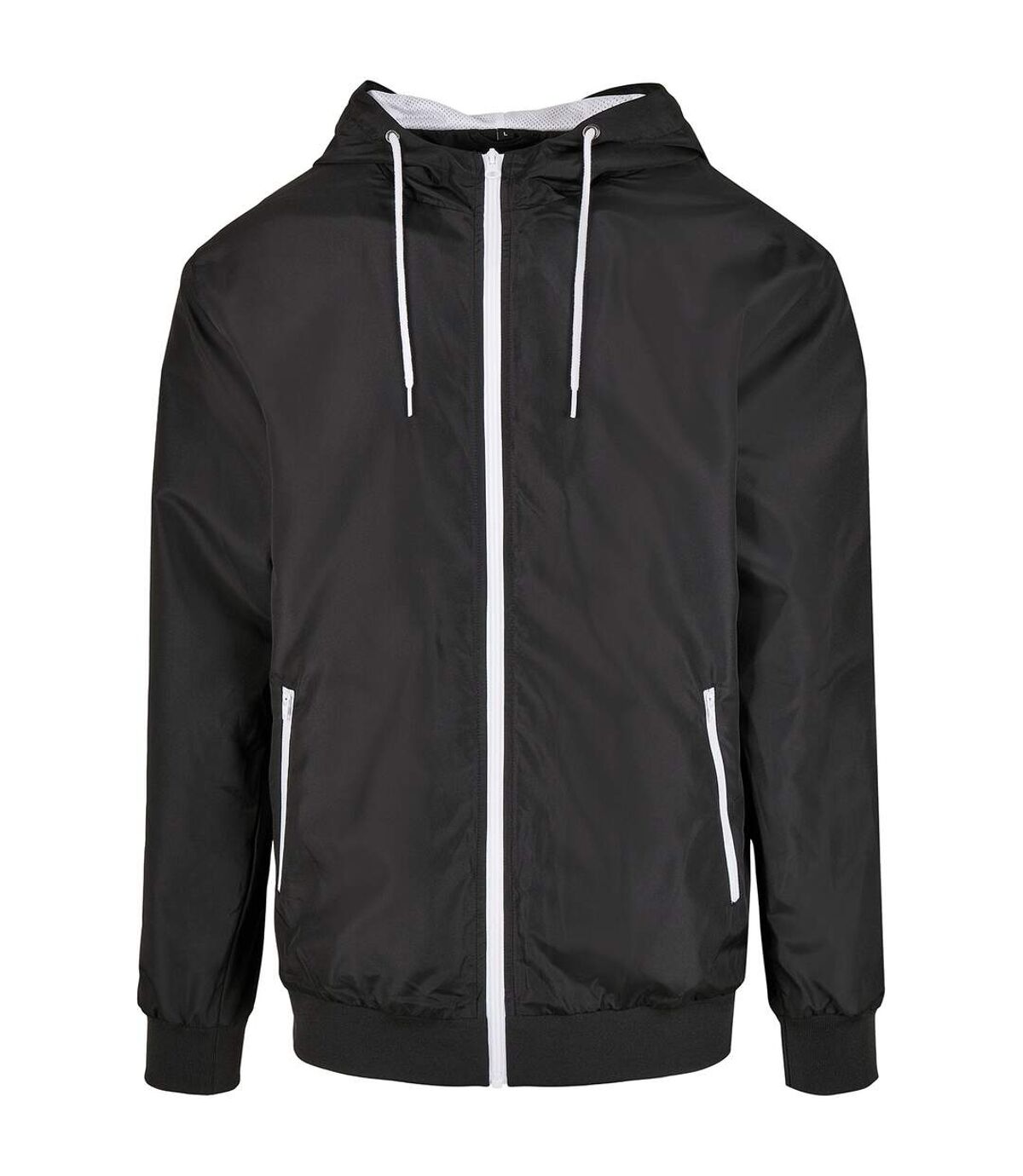 Build Your Brand Mens Windrunner Recycled Jacket (Black/White)