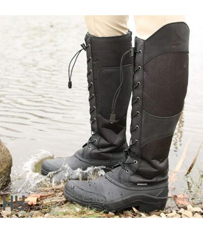 Womens/ladies Mont Maudit Leather Long Riding Boots Black Grey Hy