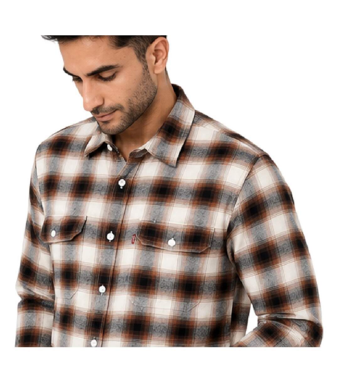 Chemise Motif/style Motif Écossais Worker Homme Crème Levis-4
