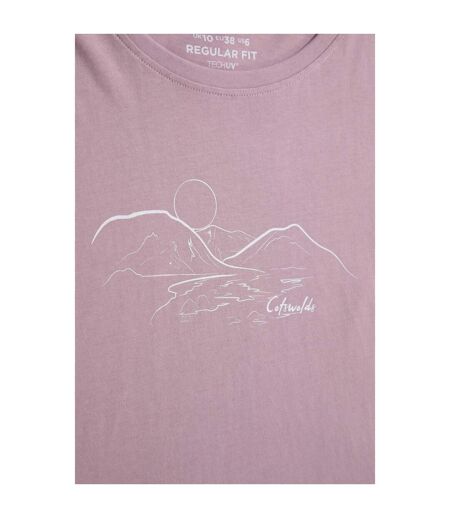 T-shirt Graphique Manches Courtes Cotswolds Femme Rose Mountain Warehouse