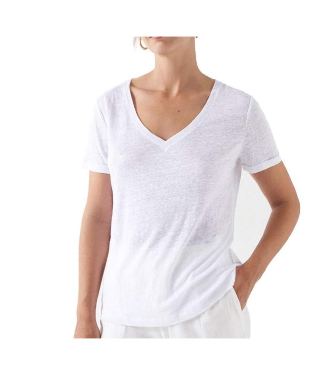 T-shirt blanc femme salsa linen-1