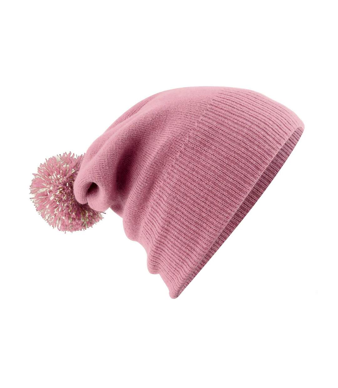 Bonnet snowstar unisexe rose pâle / blanc cassé Beechfield