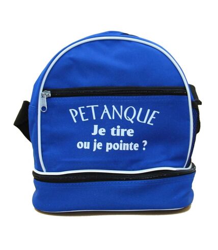 Sac bandoulière pour 3 boules de pétanque - Je tire ou je pointe - bleu