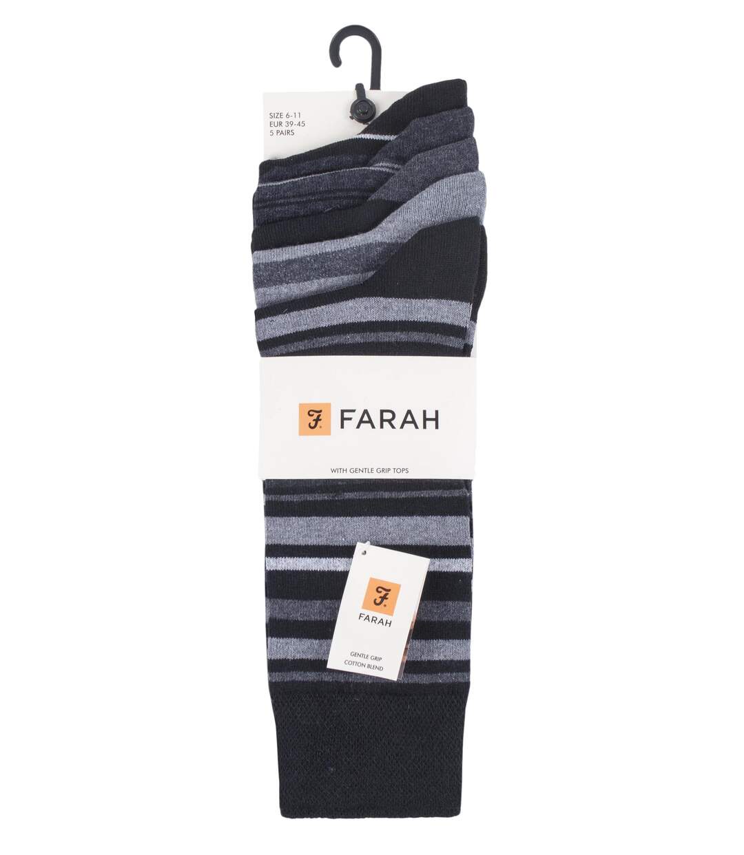 Farah - 5 Paires Chaussettes Coton Rayures Classiques Homme | Respirantes