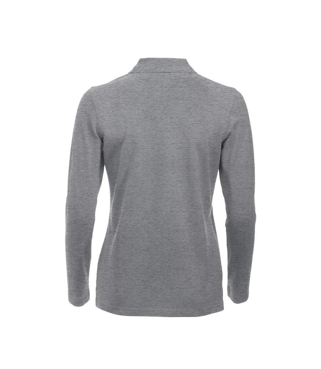 Womens/ladies Classic Marion Melange Long-sleeved Polo Shirt Grey Melange Clique-2