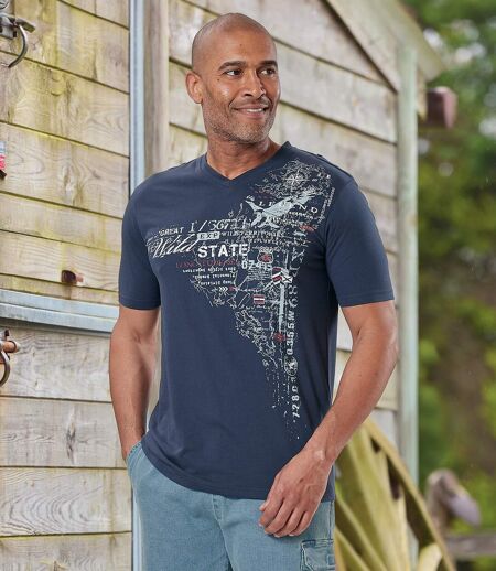 Pack of 2 Men's Explorer T-Shirts - Navy White