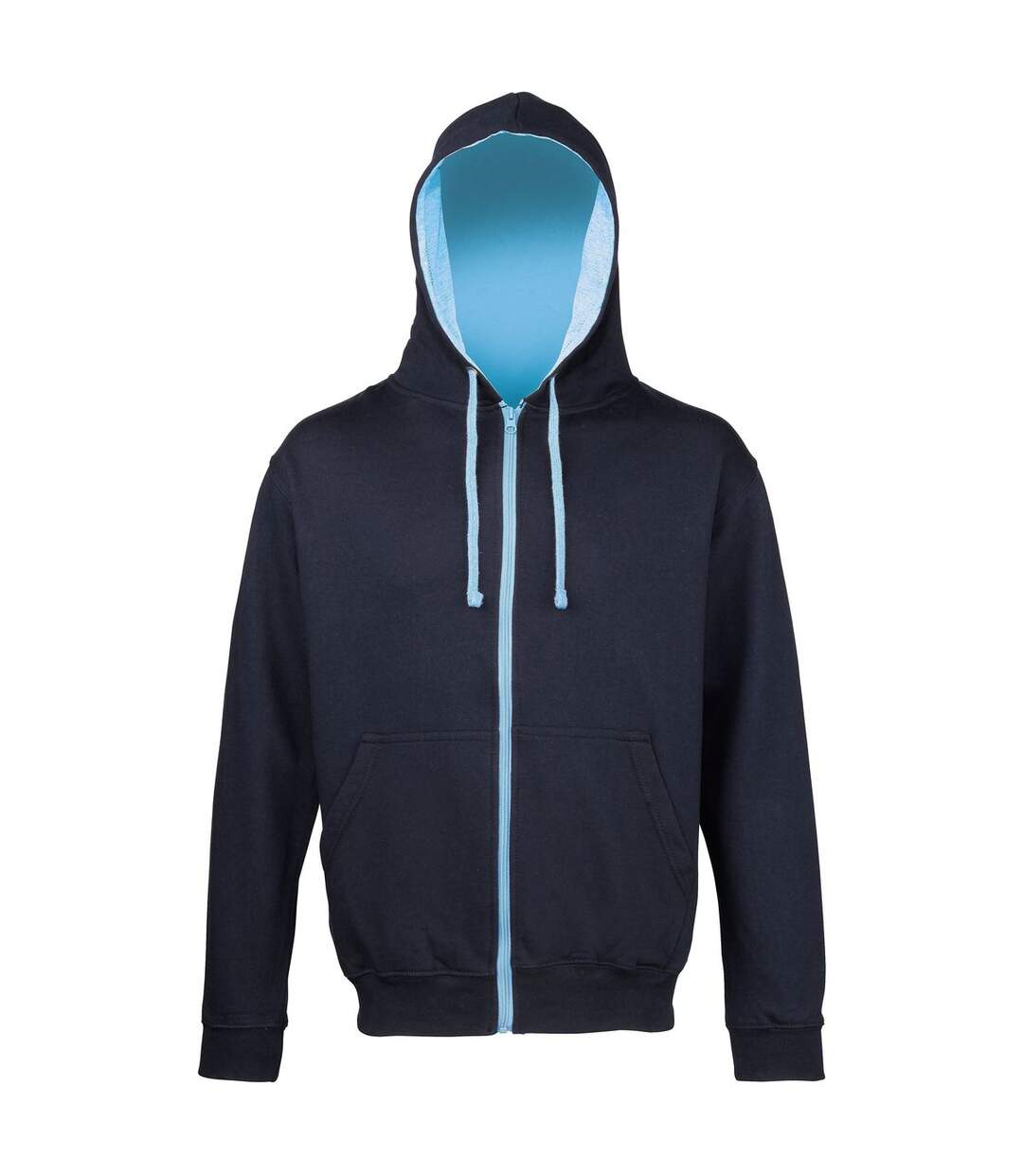 Veste zippée à capuche unisexe - JH053 - bleu marine et bleu clair