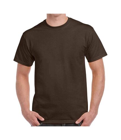 Mens heavy cotton t-shirt dark chocolate Gildan