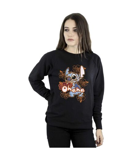 Disney - Sweat LILO AND STITCH OHANA ORANGE HIBISCUS - Femme (Noir) - UTBI22823