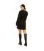 Womens/ladies V Neck Balloon Sleeve Mini Shirt Dress Black Mela London-3