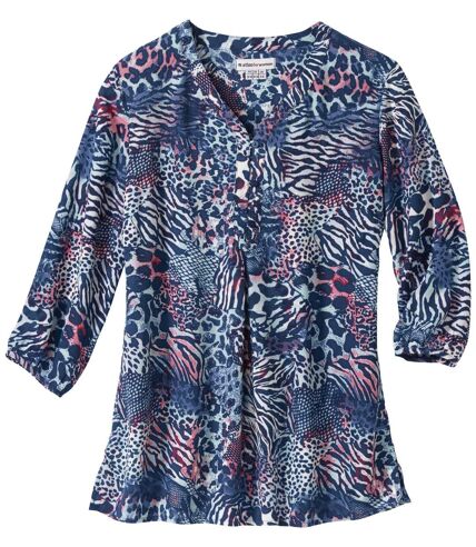 Blouse en Crêpe Imprimé Motifs Animaliers 