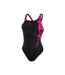 Speedo Womens/Ladies Muscleback Logo One Piece Bathing Suit (Black/Pink) - UTCS1785