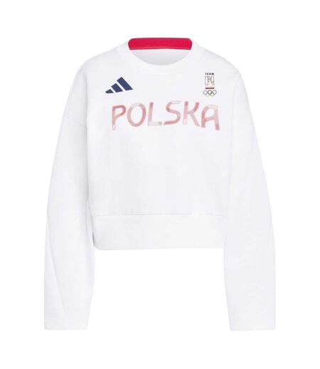 Womens/ladies Poland Drop Shoulder Boxy Sweatshirt White Adidas