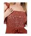 Robe Mi-longue Sans Manches Motif/style Paillette Femme Rouge Pastel Maya Deluxe-4