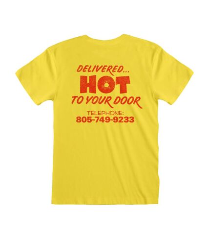 Stranger Things Unisex Adult Surfer Boy Pizza T-Shirt (Yellow)