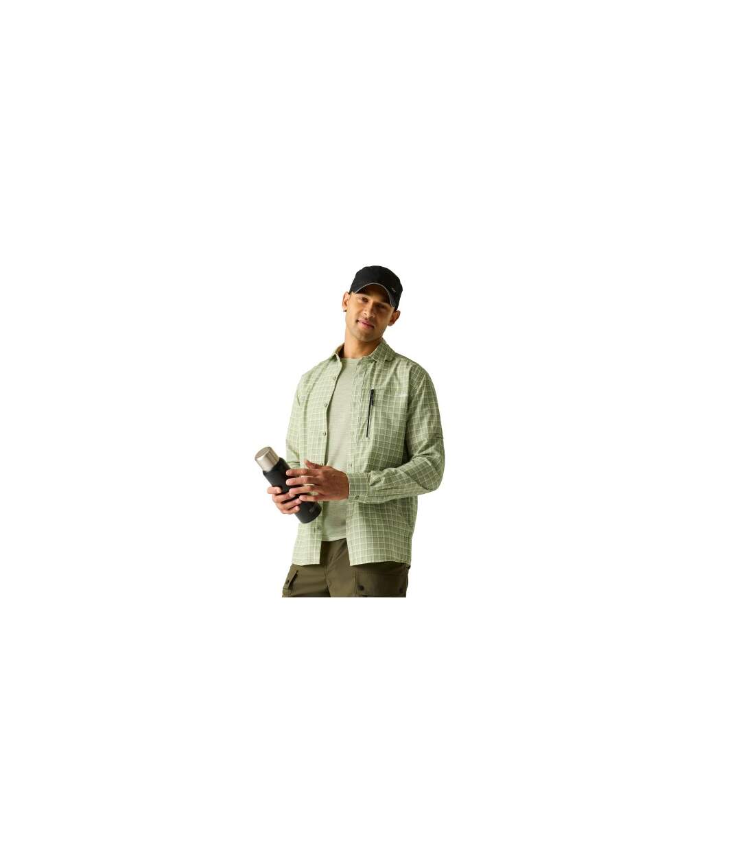 Chemise De Voyage Motif/style À Carreaux Homme Vert Pâle Regatta-1