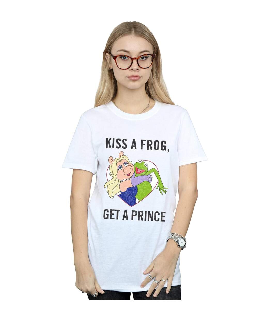Disney Womens/Ladies The Muppets Kiss A Frog - T-shirt boyfriend en coton (Blanc) - UTBI41124-2