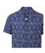 Chemise Motif/style Aztèque Homme Bleu Marine Blanc Cuba-3
