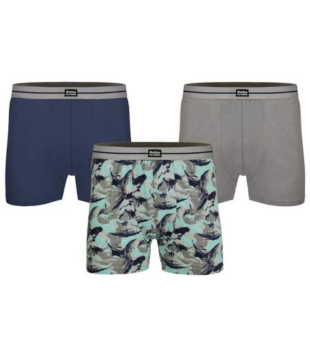 Pack of 3 Men's Stretch Boxers - Navy Gray Blue