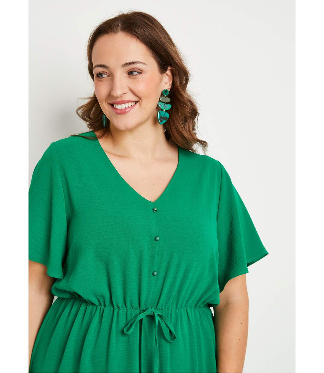 Robe courte évasée unie-3